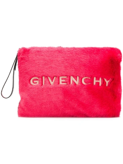 Shop Givenchy Gv3 Large Leather Pouch In Pink