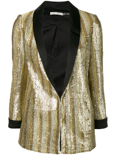 Shop Alice And Olivia Jace Embroidered Jacket In Gold