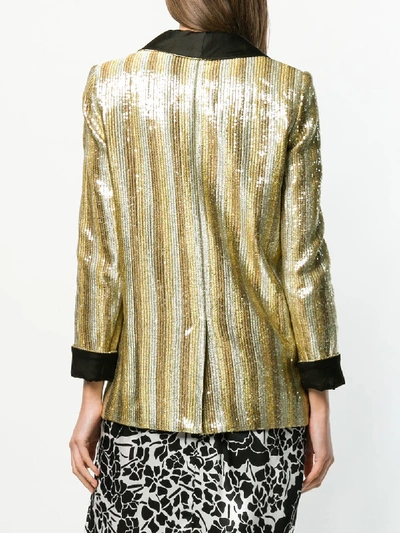 Shop Alice And Olivia Jace Embroidered Jacket In Gold