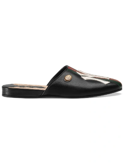 Shop Gucci Leather Slippers In Black