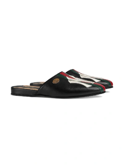 Shop Gucci Leather Slippers In Black