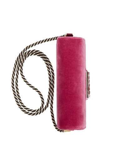 Shop Gucci Velvet Cross-body Bag In Pink