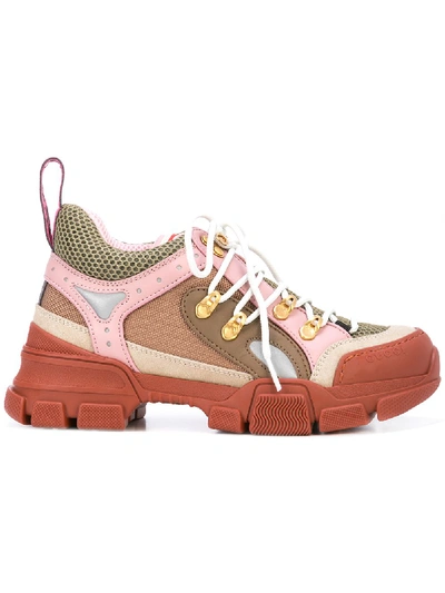 Shop Gucci Flashtrek Leather Sneakers In Pink