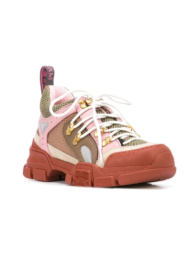 Shop Gucci Flashtrek Leather Sneakers In Pink