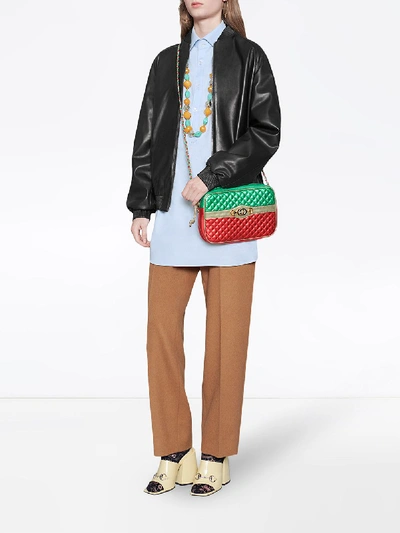 Shop Gucci Leather Disco Bag In Multicolor