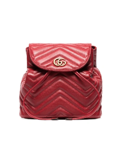 Shop Gucci Gg Marmont Leather Backpack In Red