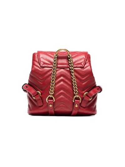 Shop Gucci Gg Marmont Leather Backpack In Red