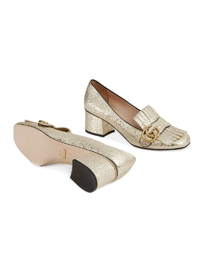 Shop Gucci Marmont Leather Pumps In Gold