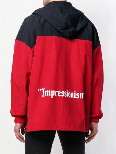 Shop Off-white Logo Hooded Windbreaker In Red