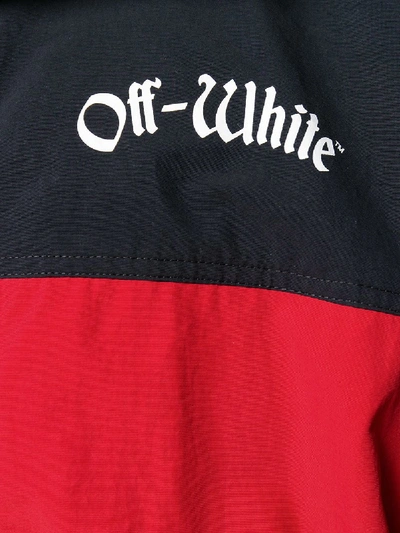 Shop Off-white Logo Hooded Windbreaker In Red