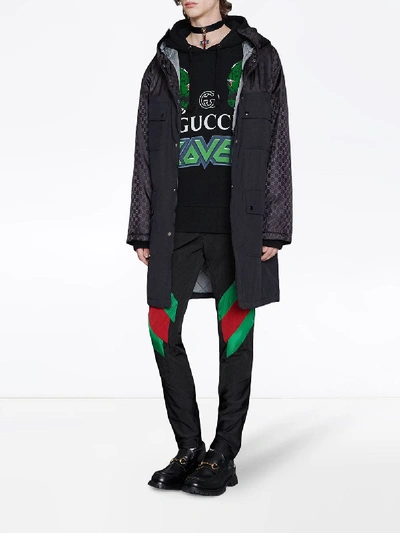 Shop Gucci Tiger Print Cotton Hooded Sweatshirt In Black