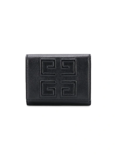 Shop Givenchy Emblem Leather Trifold Wallet In Black