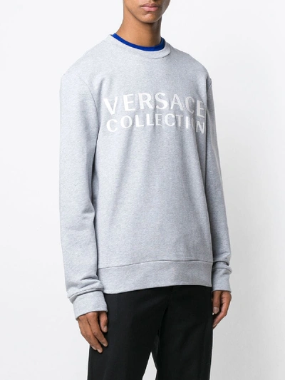 Shop Versace Logo Cotton Sweatshirt In Grey