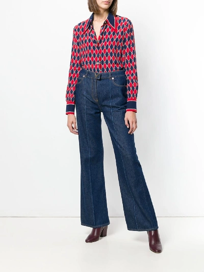 Shop Valentino Cotton Flare Denim Jeans In Blue