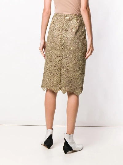 Shop Valentino Macramè Skirt In Gold