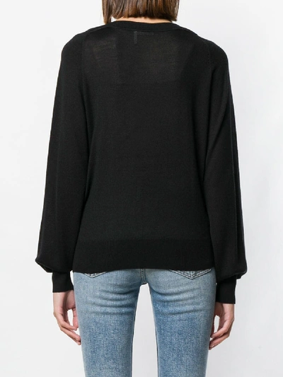 Shop Chloé Lace Embellished V-necked Sweater In Black