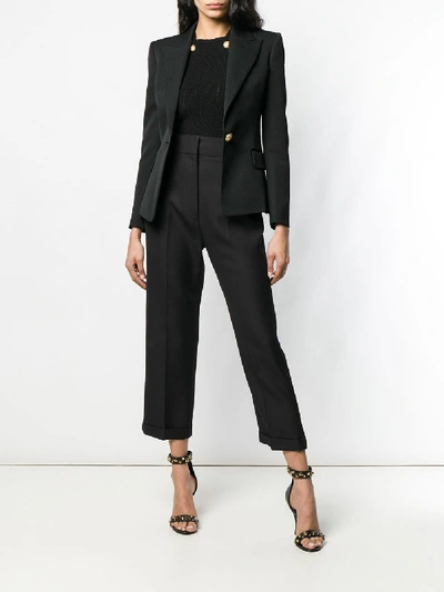 Shop Balmain Wool Single Breasted Blazer In Black