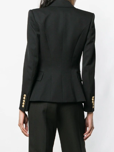 Shop Balmain Wool Single Breasted Blazer In Black