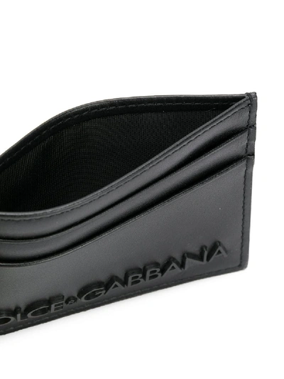 Shop Dolce & Gabbana Printed Calf Credit Card Holder In Black