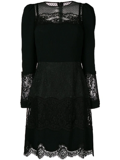 Shop Dolce & Gabbana Lace Short Dress In Black