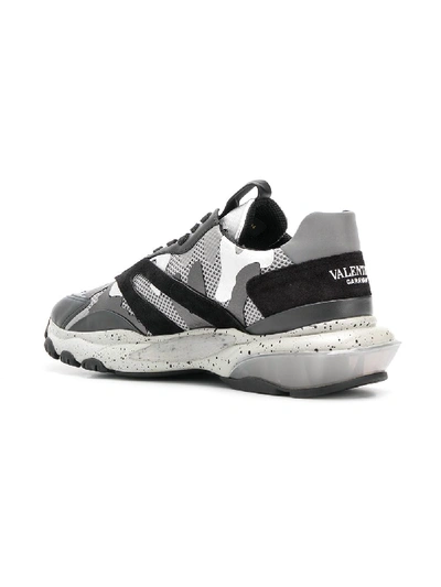 Shop Valentino Leather Sneaker In Silver