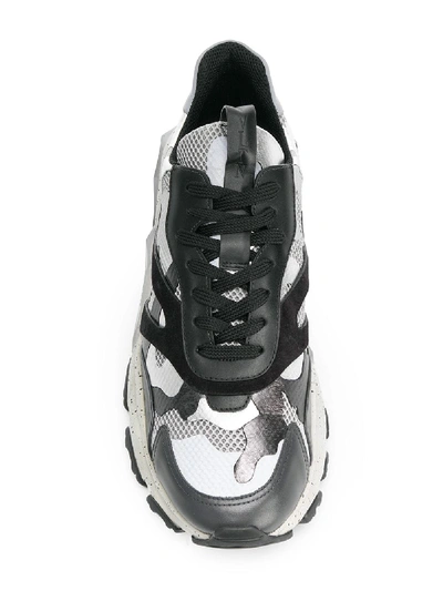 Shop Valentino Leather Sneaker In Silver