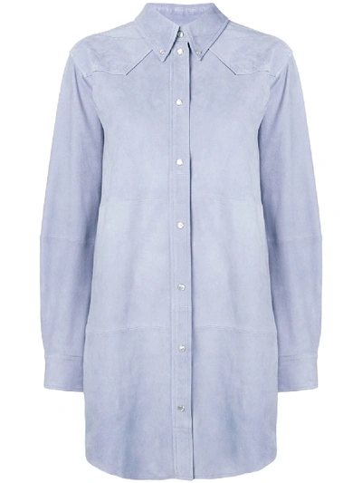 Shop Isabel Marant Étoile Senna Leather Shirt In Blue