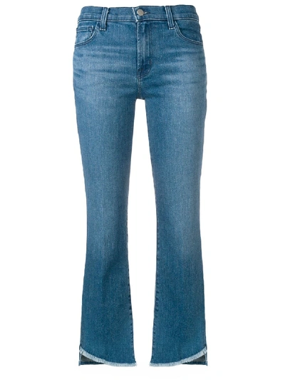 Shop J Brand Mid Rise Cropped Bootcut Selena Jeans In Blue