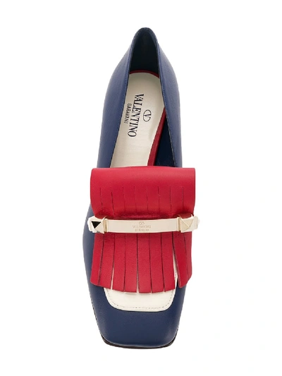 Shop Valentino Leather Loafer In Blue