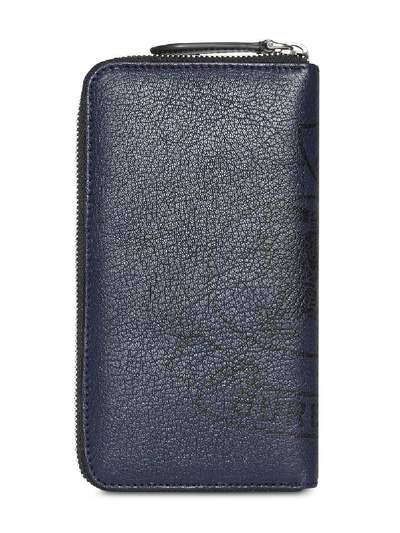 Shop Burberry Large Leather Printed Wallet In Blue