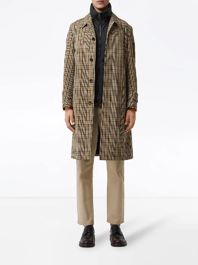 Shop Burberry Check Lenthorne Trench Coat In Brown