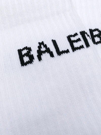 Shop Balenciaga Logo Print Cotton Socks In White