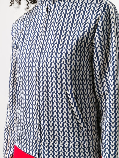 Shop Valentino Printed Cotton Blend Sweatshirt In Blue