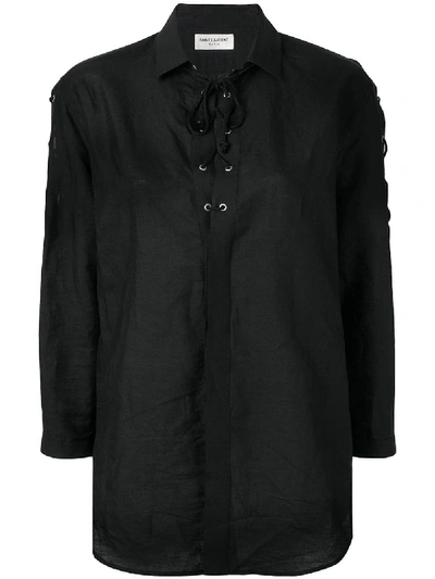 Shop Saint Laurent Linen Blouse In Black