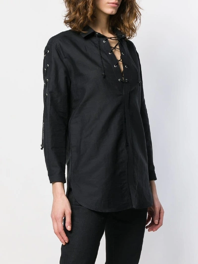 Shop Saint Laurent Linen Blouse In Black