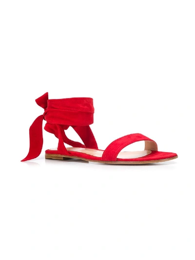 Shop Gianvito Rossi Leather Flat Sandals In Red