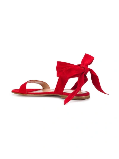 Shop Gianvito Rossi Leather Flat Sandals In Red