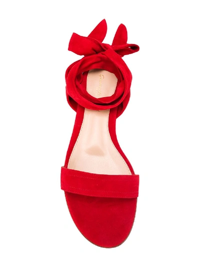 Shop Gianvito Rossi Leather Flat Sandals In Red