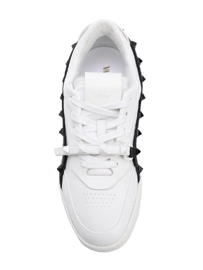 Shop Valentino Rockstud Armor Leather Sneakers