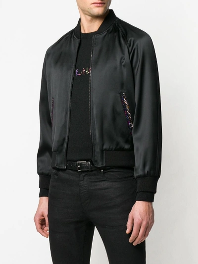 Shop Saint Laurent Bomber Jacket With Logo In Black