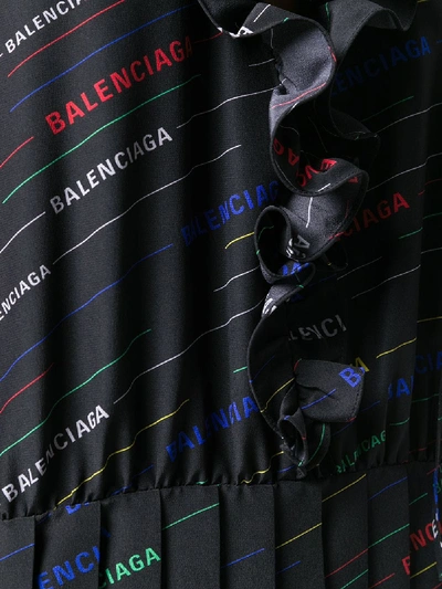 Shop Balenciaga Allover Logo Ruffle Dress