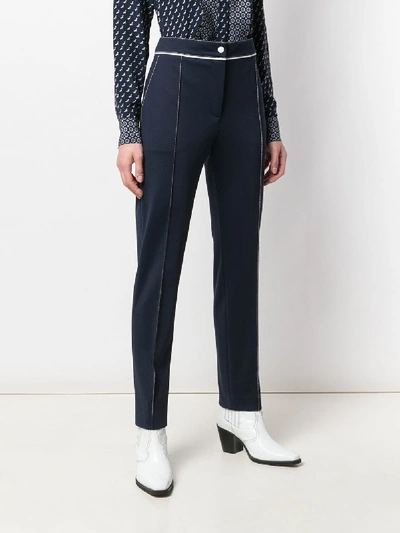 Shop Valentino Straight Leg Trousers In Blue