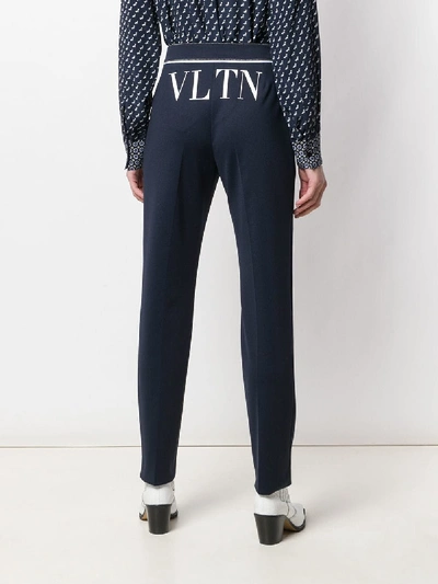 Shop Valentino Straight Leg Trousers In Blue