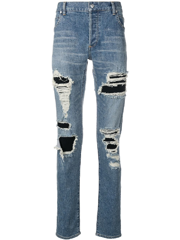 ripped jeans with lining underneath