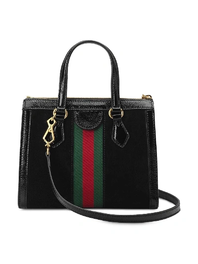 Shop Gucci Ophidia Leather Tote Bag In Black