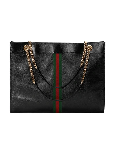Shop Gucci Rajah Leather Shopping Bag In Black