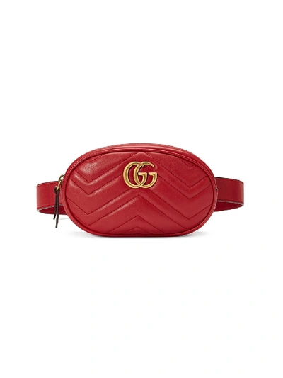Shop Gucci Gg Marmont Leather Belt Bag In Red
