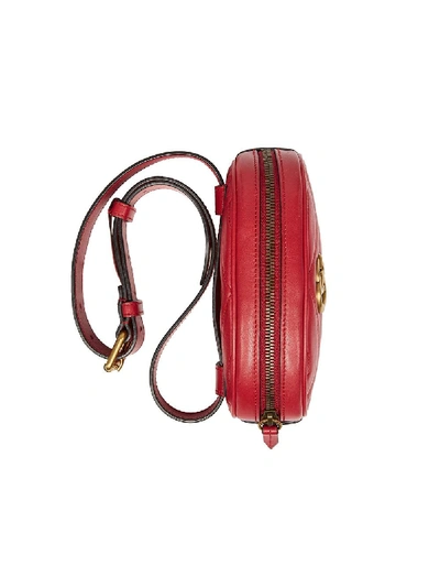 Shop Gucci Gg Marmont Leather Belt Bag In Red