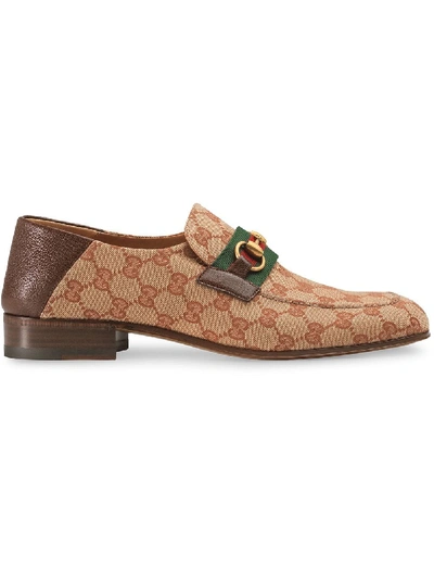 Shop Gucci Loafers With Logo In Beige