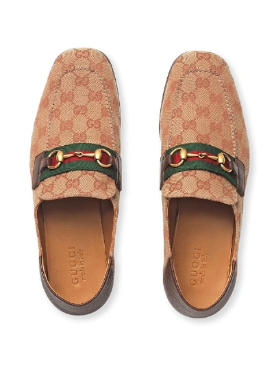Shop Gucci Loafers With Logo In Beige